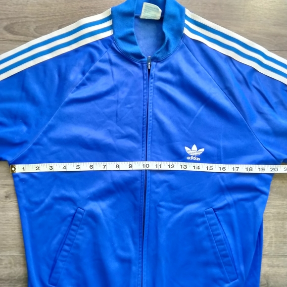 VTG 80s Adidas ATP Keyrolan Blue 3 Stripes Track Jacket Zip Up Trefoil USA Sz M - Picture 13 of 14